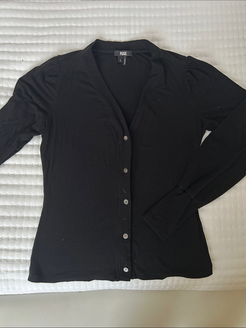 PAIGE Black Ribbed Button-Up Women's Top